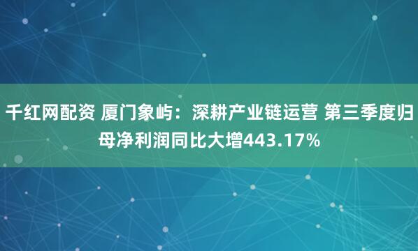 千红网配资 厦门象屿:深耕产业链运营 第三季度归母净利润同比大增443.17%